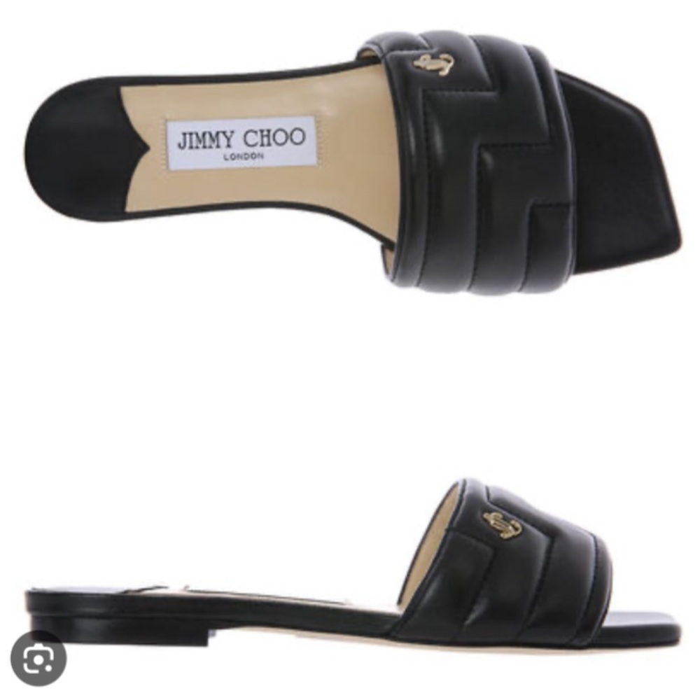 jimmy choo Themis lambskin slide in black